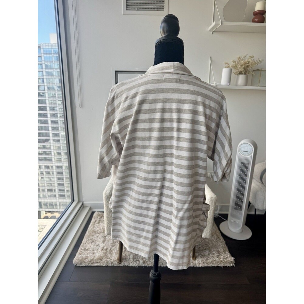 Wet Seal White Cream Striped Short Sleeve Cardigan Size Large - Picture 4 of 5